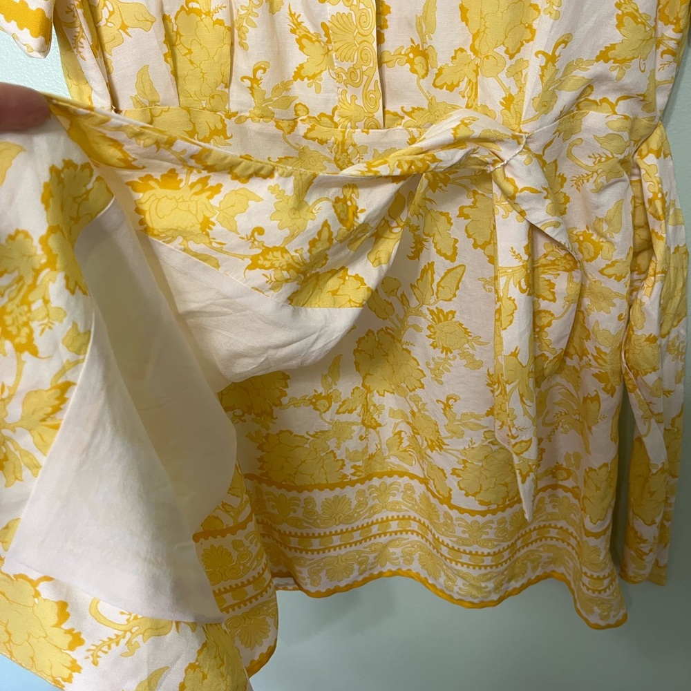 Alex Marie New Yellow Floral Mini Dress Size14 Ramie/Viscose - Picture 5 of 10